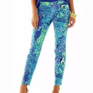 Lilly Pulitzer Kelly Skinny Ankle Pants Lilly’s Lagoon Size 8